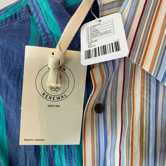 Urban Renewal Blue and Multicolor Striped Button Down Shirt - Picture 7 of 7